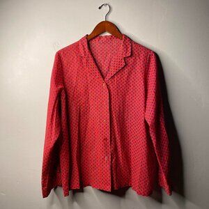 Vintage red and blue floral button up one size check measurements no tag